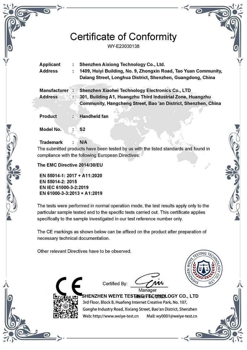 WY-E23030138 Certificate- S2EMC-CE 1001 WY-E23030138 Certificate- S2EMC-CE 1001